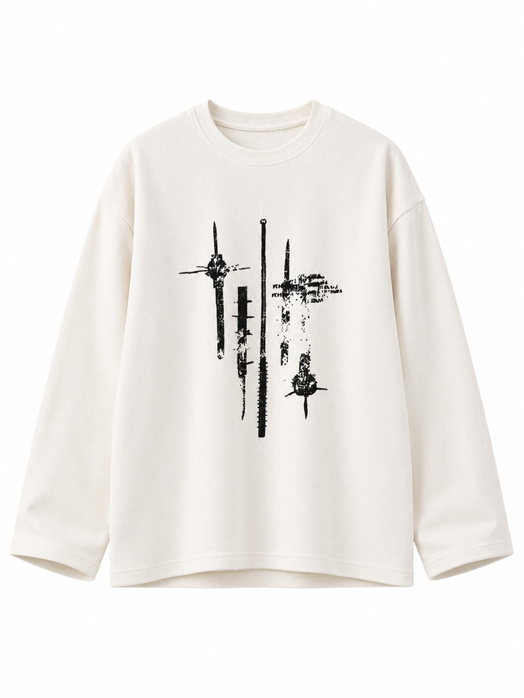 Abstract Graphic Baggy Waffle Tee – Off White
