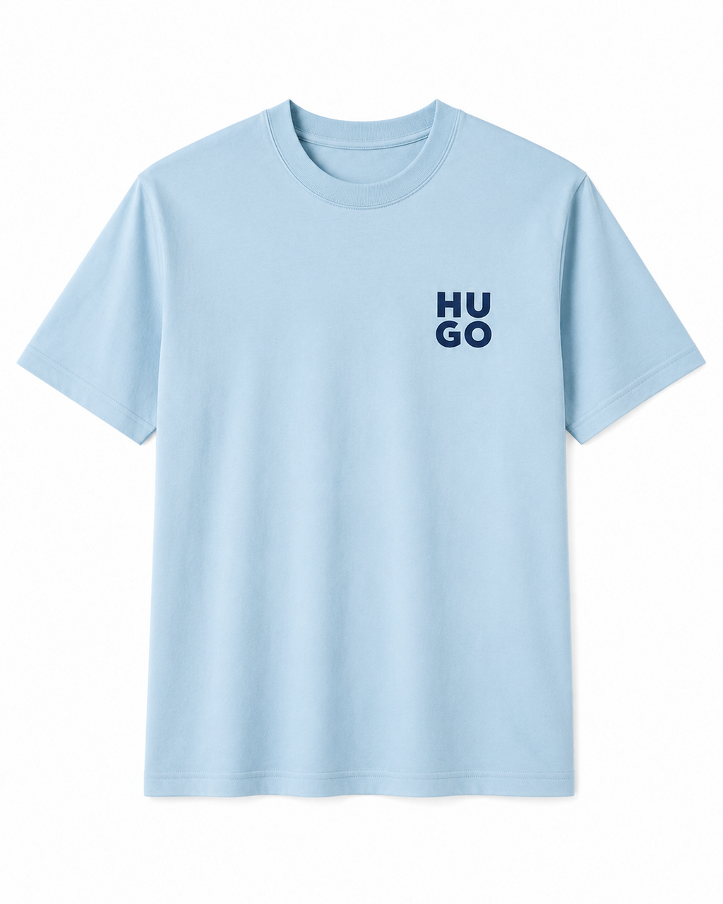 Unisex Embroidery Engraved Stretchable Sky Blue Premium Cotton Tee