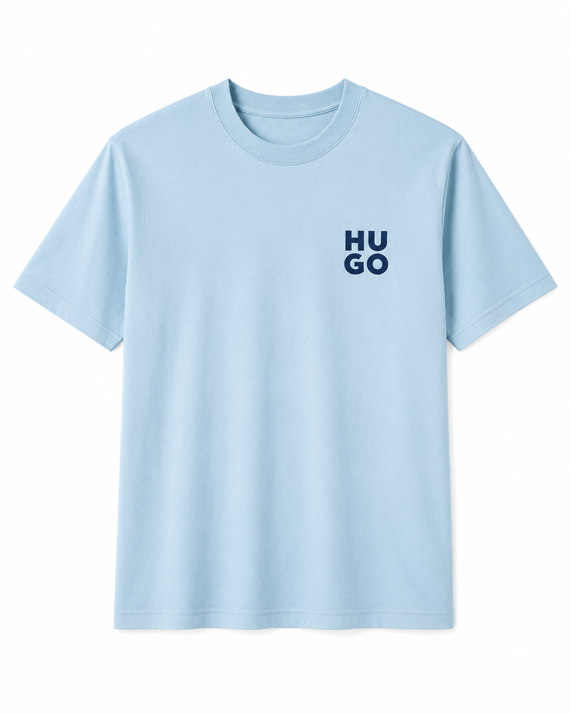 Unisex Embroidery Engraved Stretchable Sky Blue Premium Cotton Tee