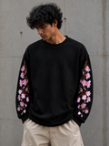 Baggy Embroidered Waffle Knit Tee – Midnight Bloom