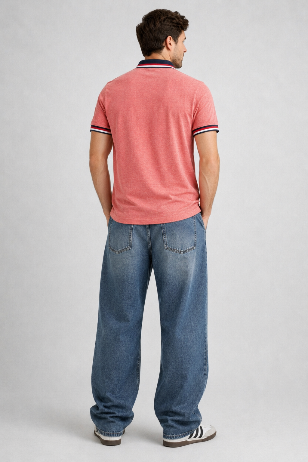 Men’s Heathered Coral Polo with Contrast Tipping