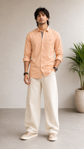 Men’s Sun-Drenched Peach Linen Shirt