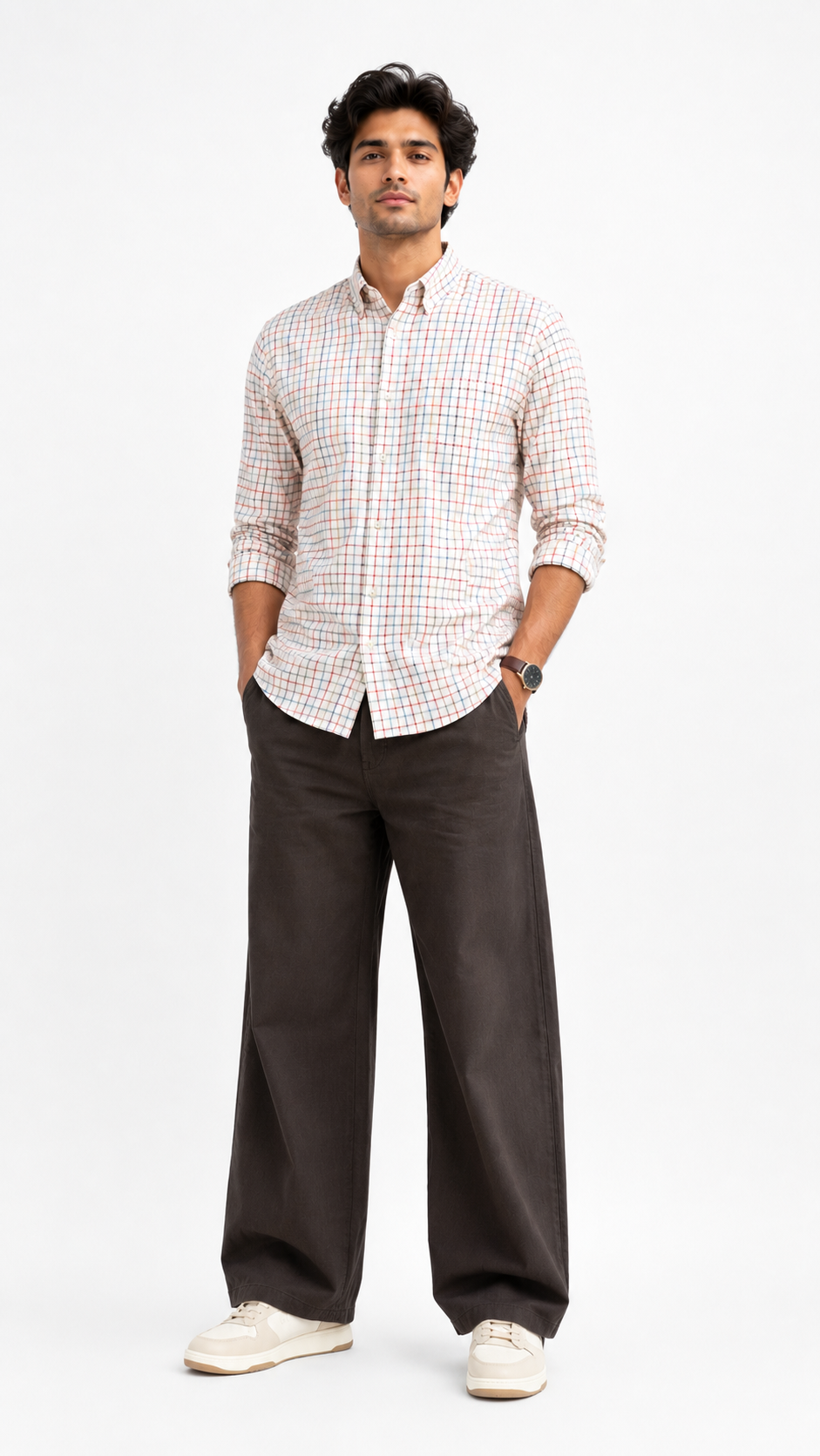 Ivory Multi-Check Cotton Shirt