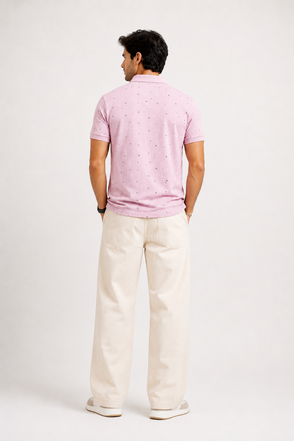Men’s Slim-Fit Printed Polo in Dusty Rose