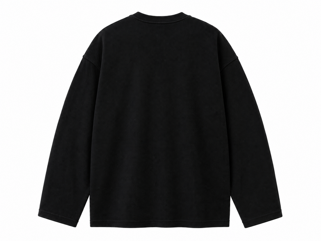 Baggy Embroidered Waffle Knit Tee – Midnight Bloom