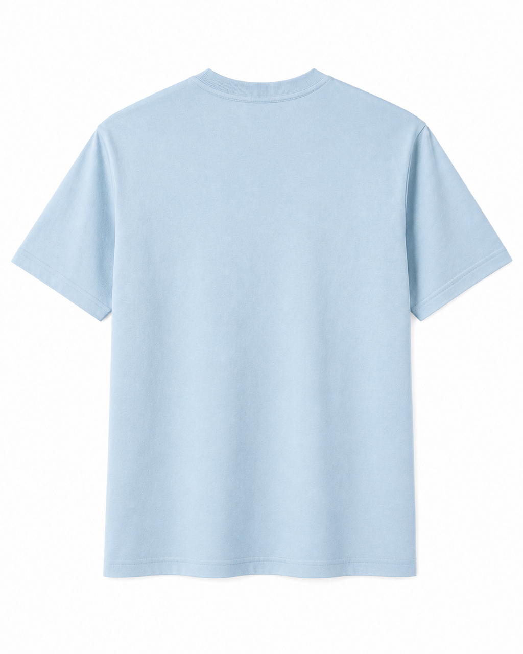 Unisex Embroidery Engraved Stretchable Sky Blue Premium Cotton Tee