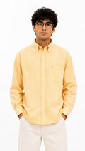 Men's Yellow Gingham Micro Checked Shirt – Cotton Button-Down Casual Shirt