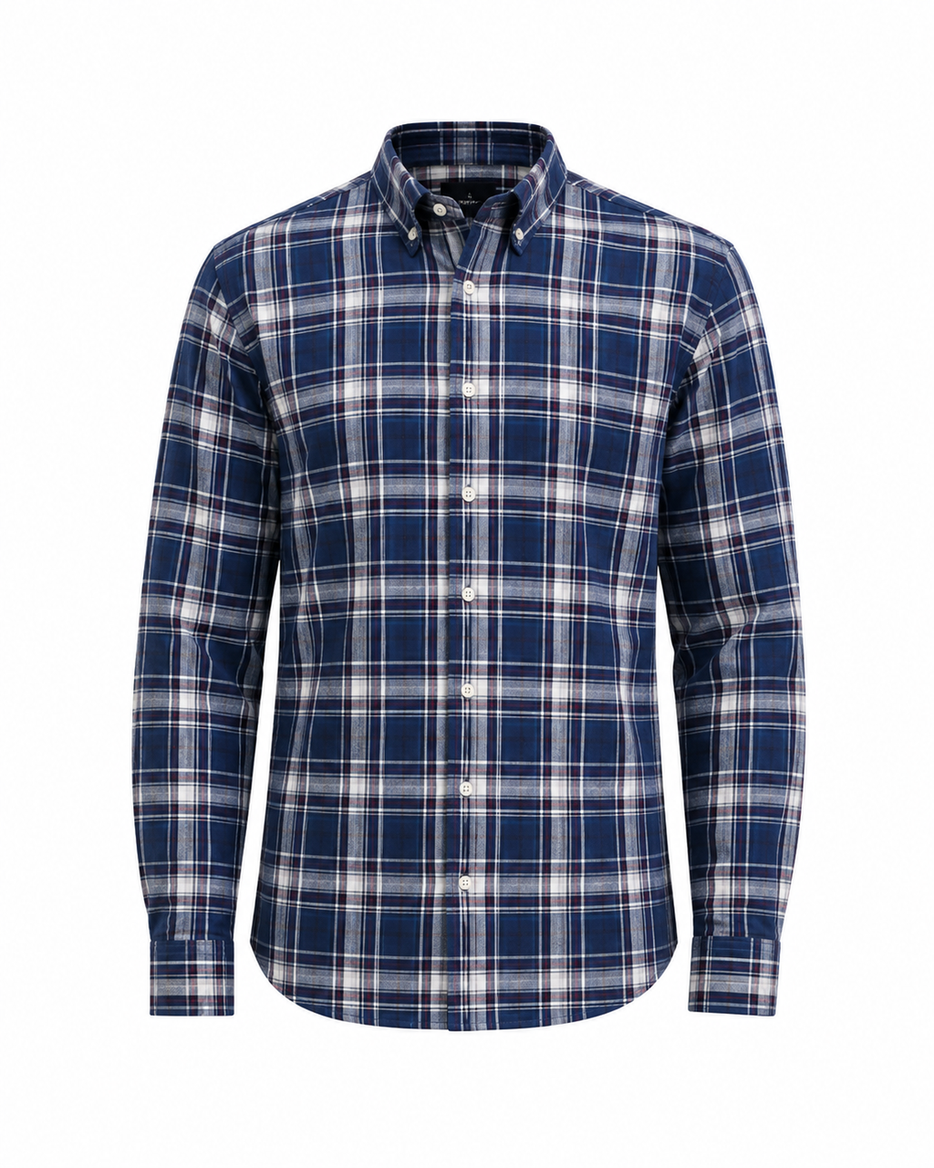 Men's Royal Blue & Off-White Tartan Check Shirt | Long Sleeve Casual Shirt