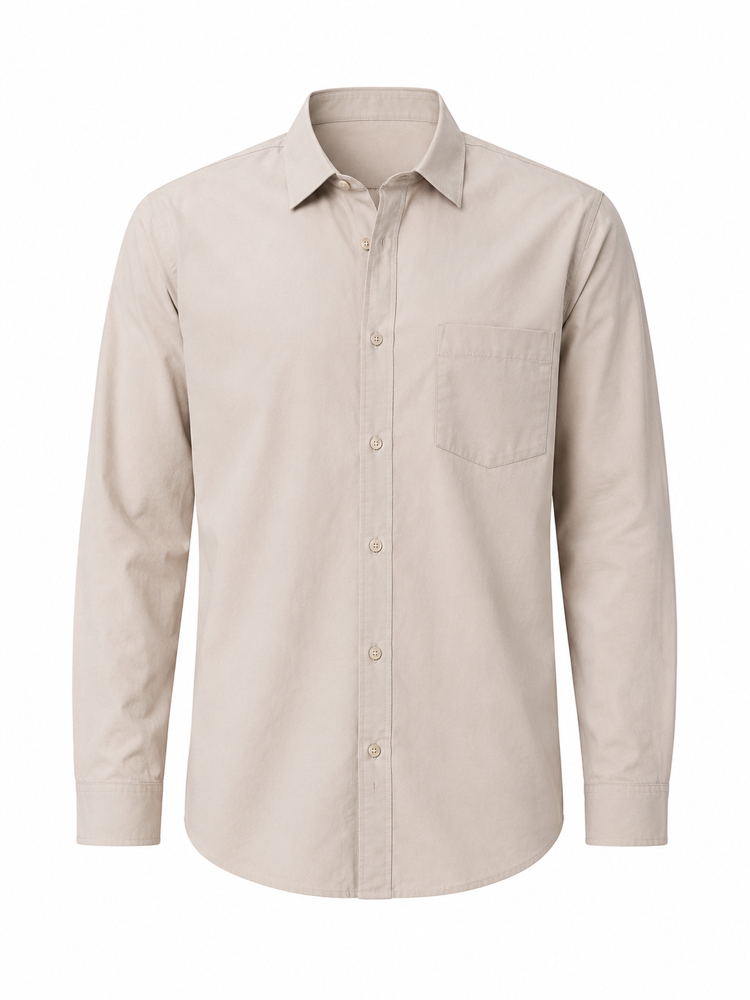 Men's Classic Cotton Long-Sleeve Shirt in Sand