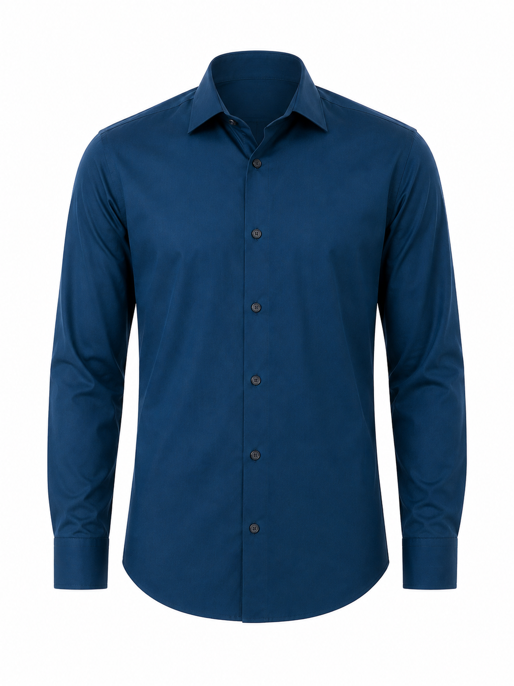 Deep Blue Tailored Fit Satin Lycra Stretchable Shirt