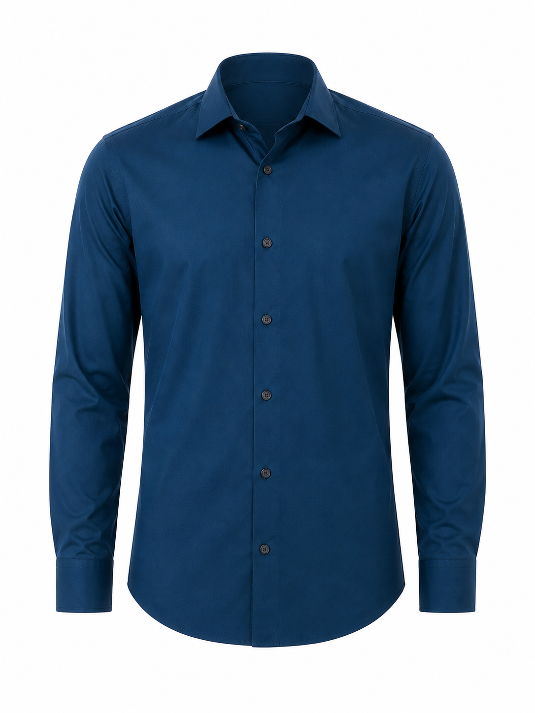 Deep Blue Tailored Fit Satin Lycra Stretchable Shirt