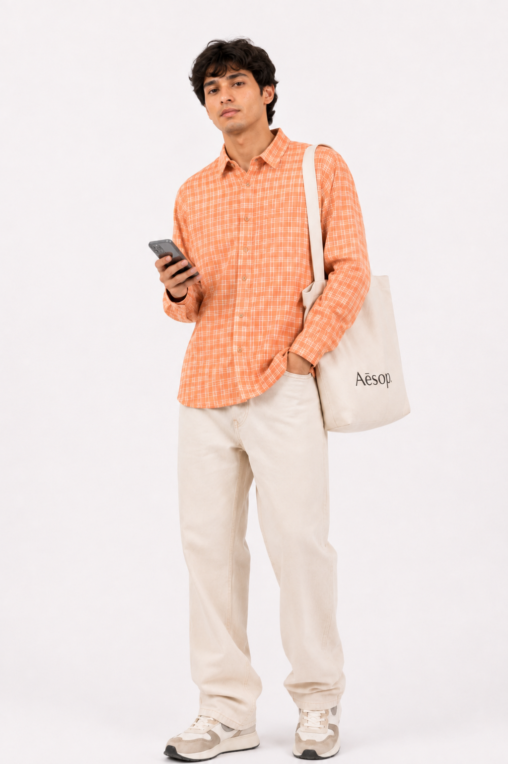 Rustic Rust Cotton Checked Casual Shirt