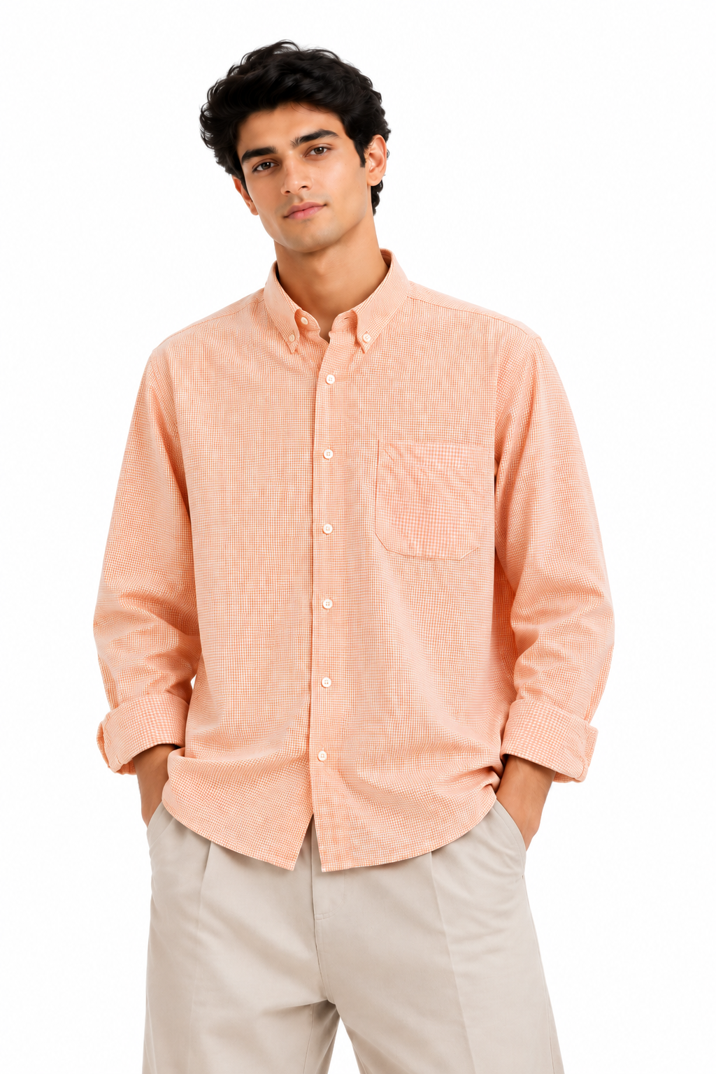 Men’s Micro-Check Button-Down Shirt