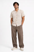 Beige Geometric Print Short Sleeve Shirt