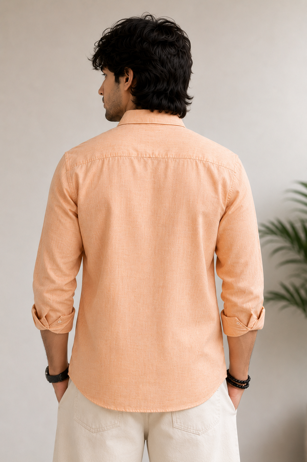 Men’s Sun-Drenched Peach Linen Shirt