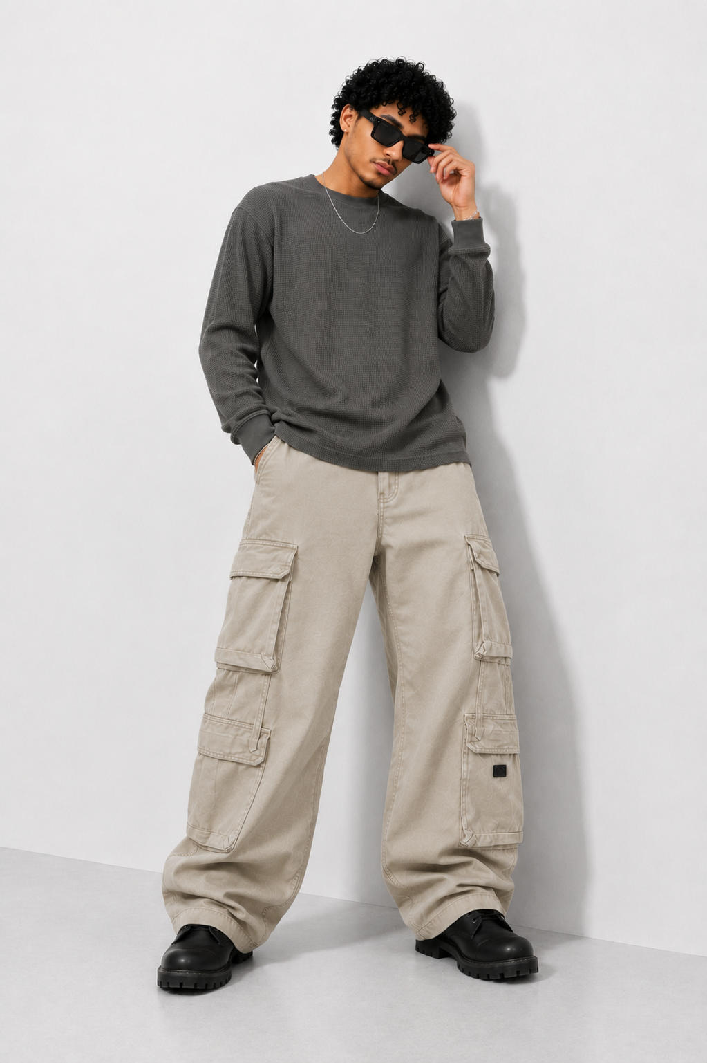 Beige Baggy Cargo