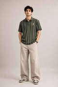 Polo Assn. Men’s Olive Green Vertical Stripe Polo