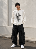 Abstract Graphic Baggy Waffle Tee – Off White