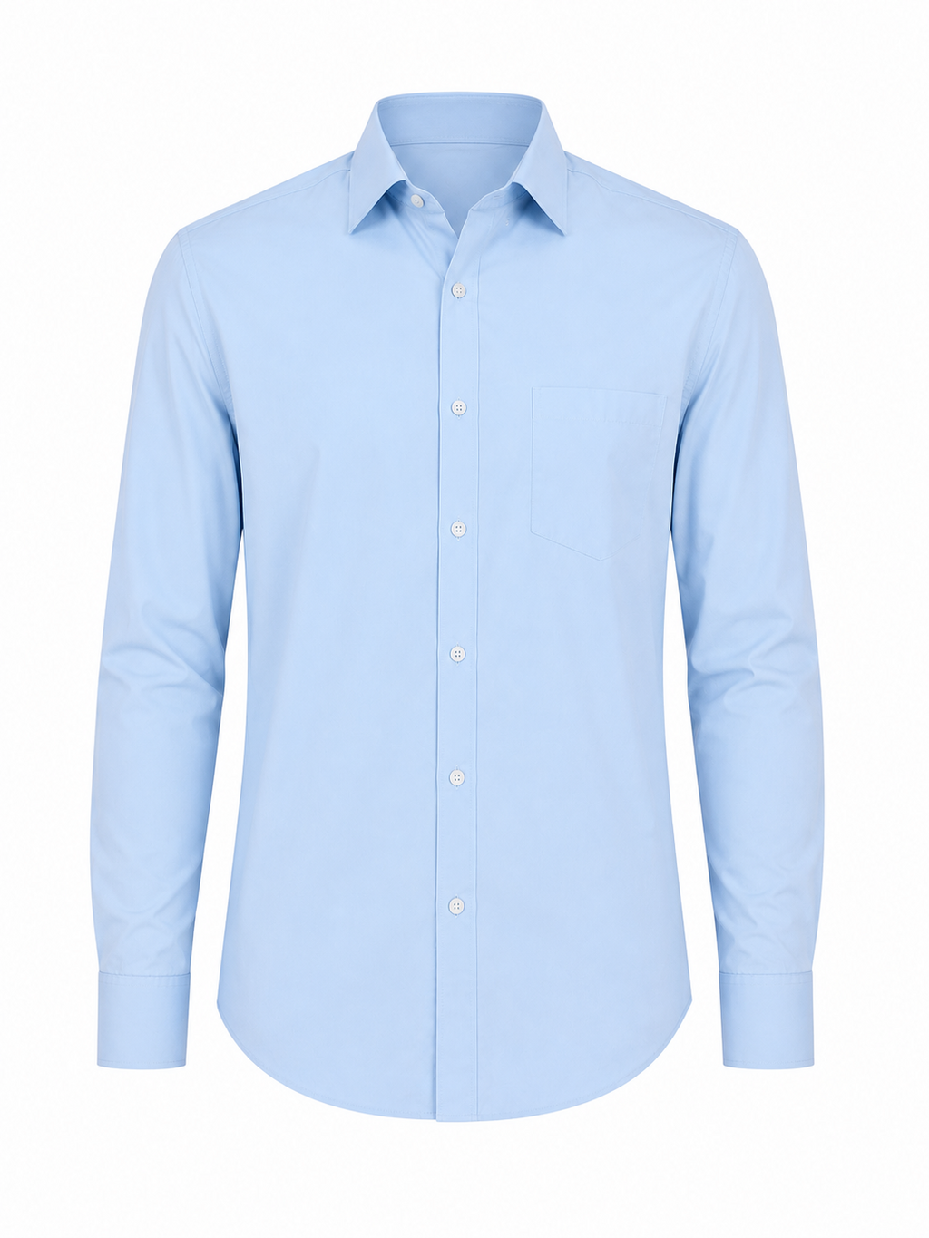 Men's Classic Ice Blue Pure Cotton Long-Sleeve Shirt