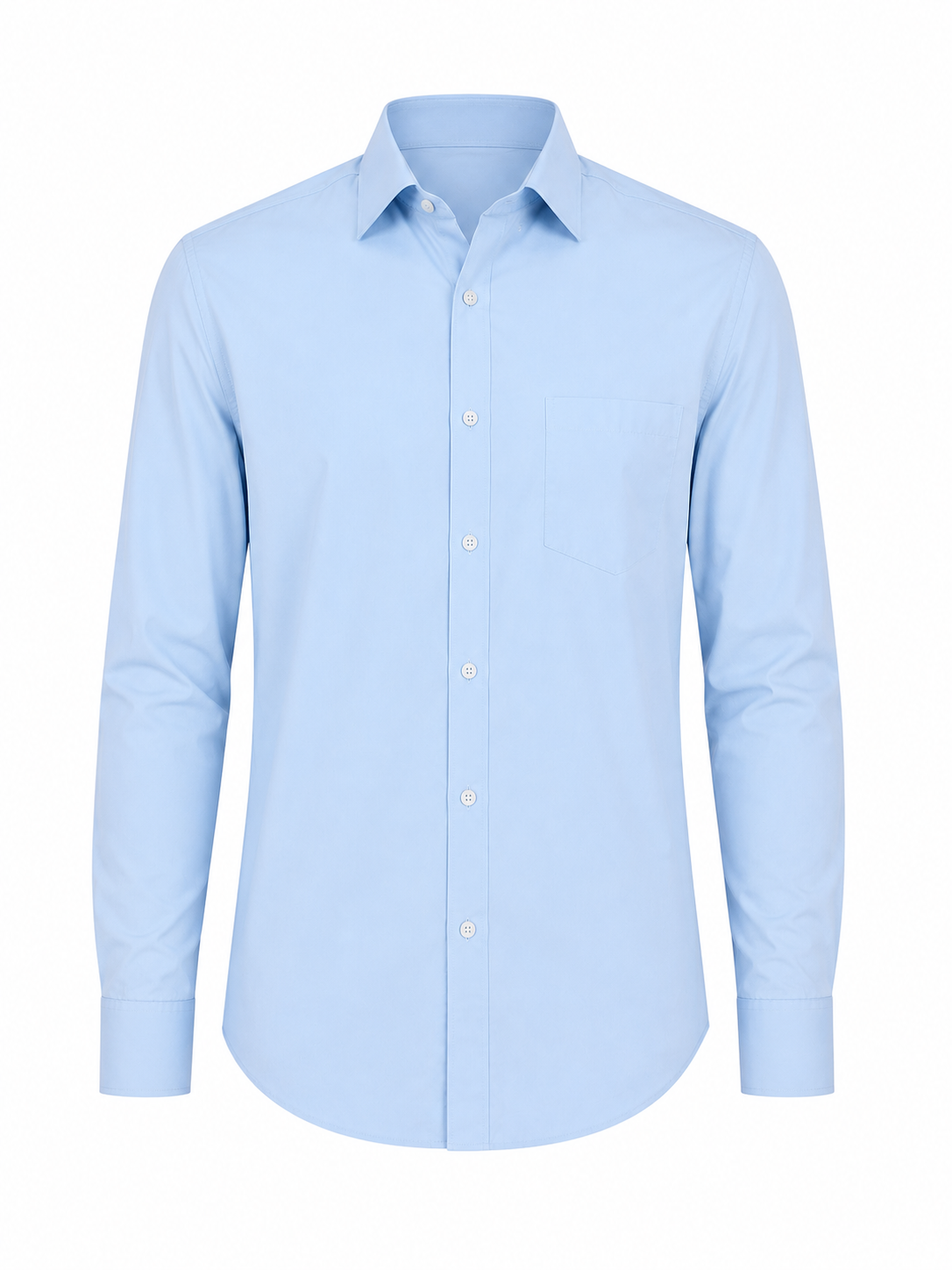 Men's Classic Ice Blue Pure Cotton Long-Sleeve Shirt