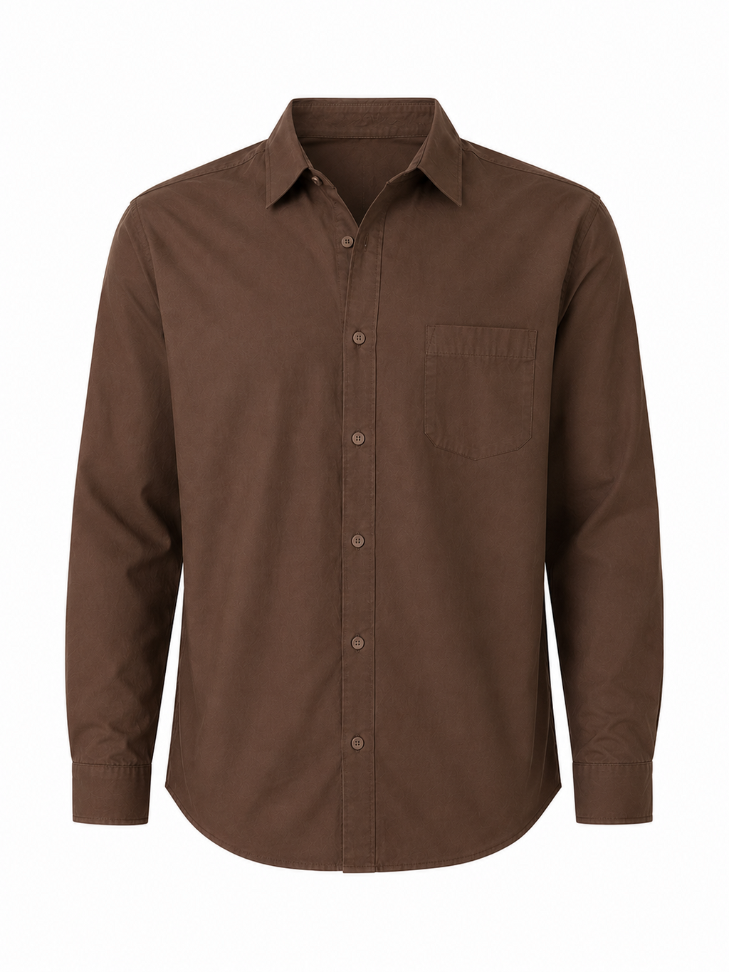 Rich Espresso Brown Cotton Shirt with Single Chest Pocket