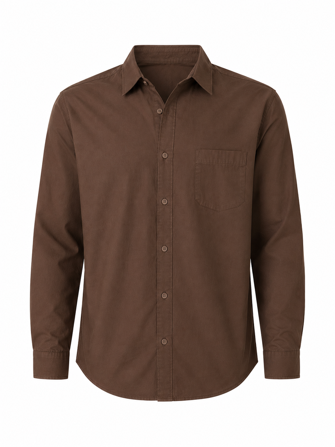 Rich Espresso Brown Cotton Shirt with Single Chest Pocket