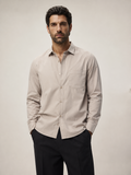 Men's Classic Cotton Long-Sleeve Shirt in Sand