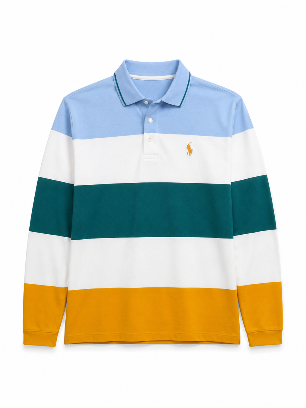Retro Striped Cotton Full-Sleeve Rugby Polo