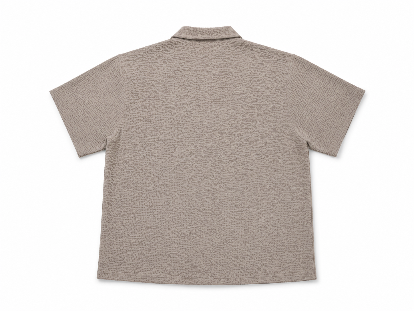 Men’s Mushroom Brown Textured Short-Sleeve  Boxy Fit Shirt