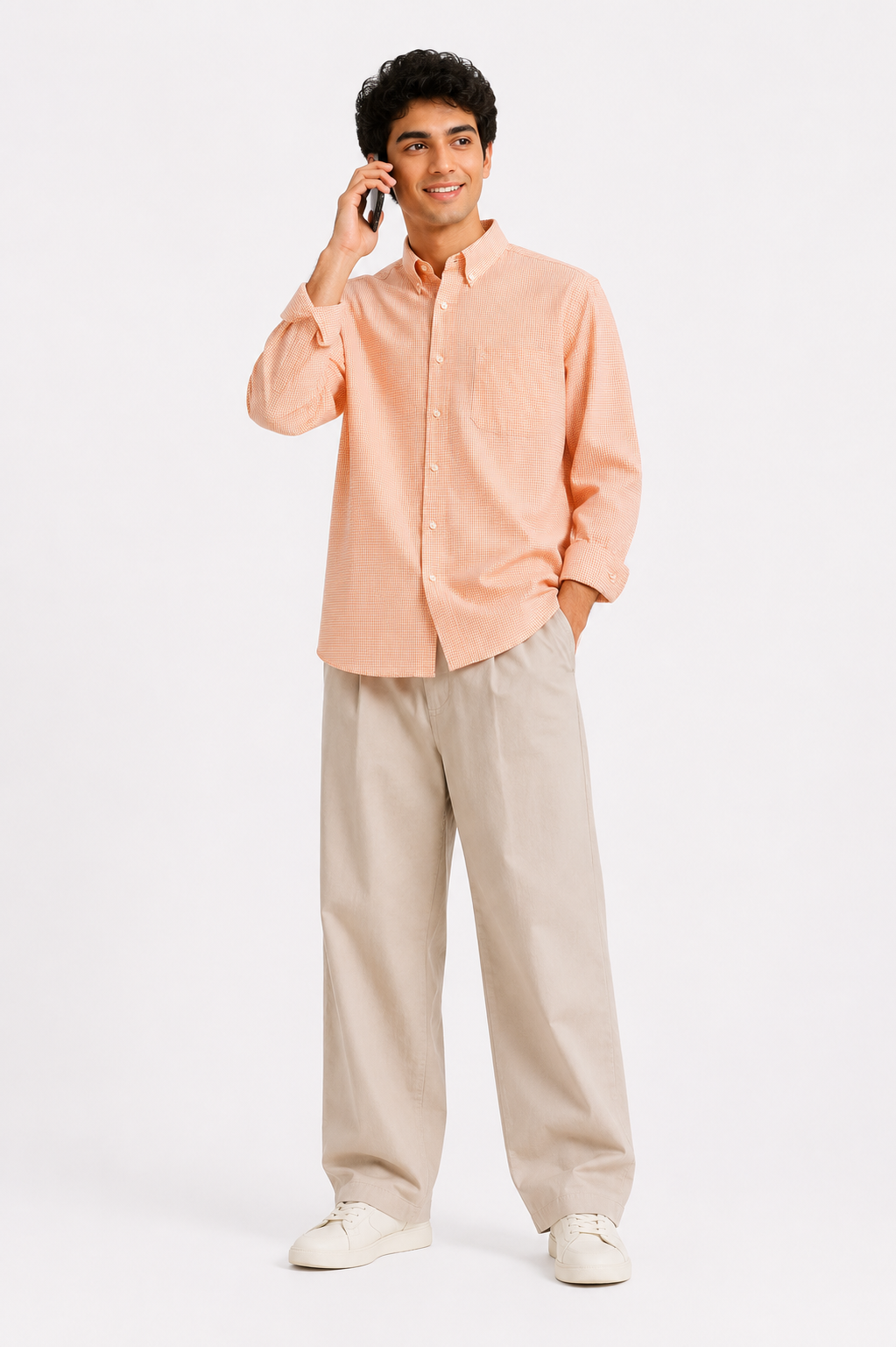 Men’s Micro-Check Button-Down Shirt