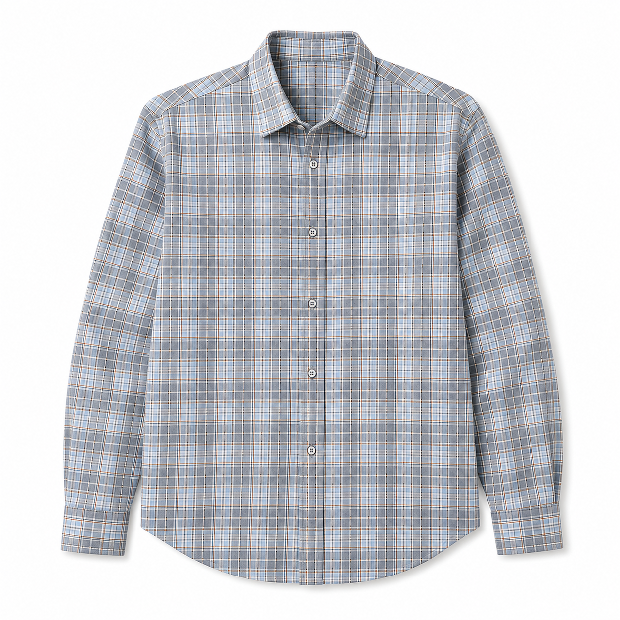 Premium Light Blue & Grey Checked Long Sleeve Casual Shirt for Men