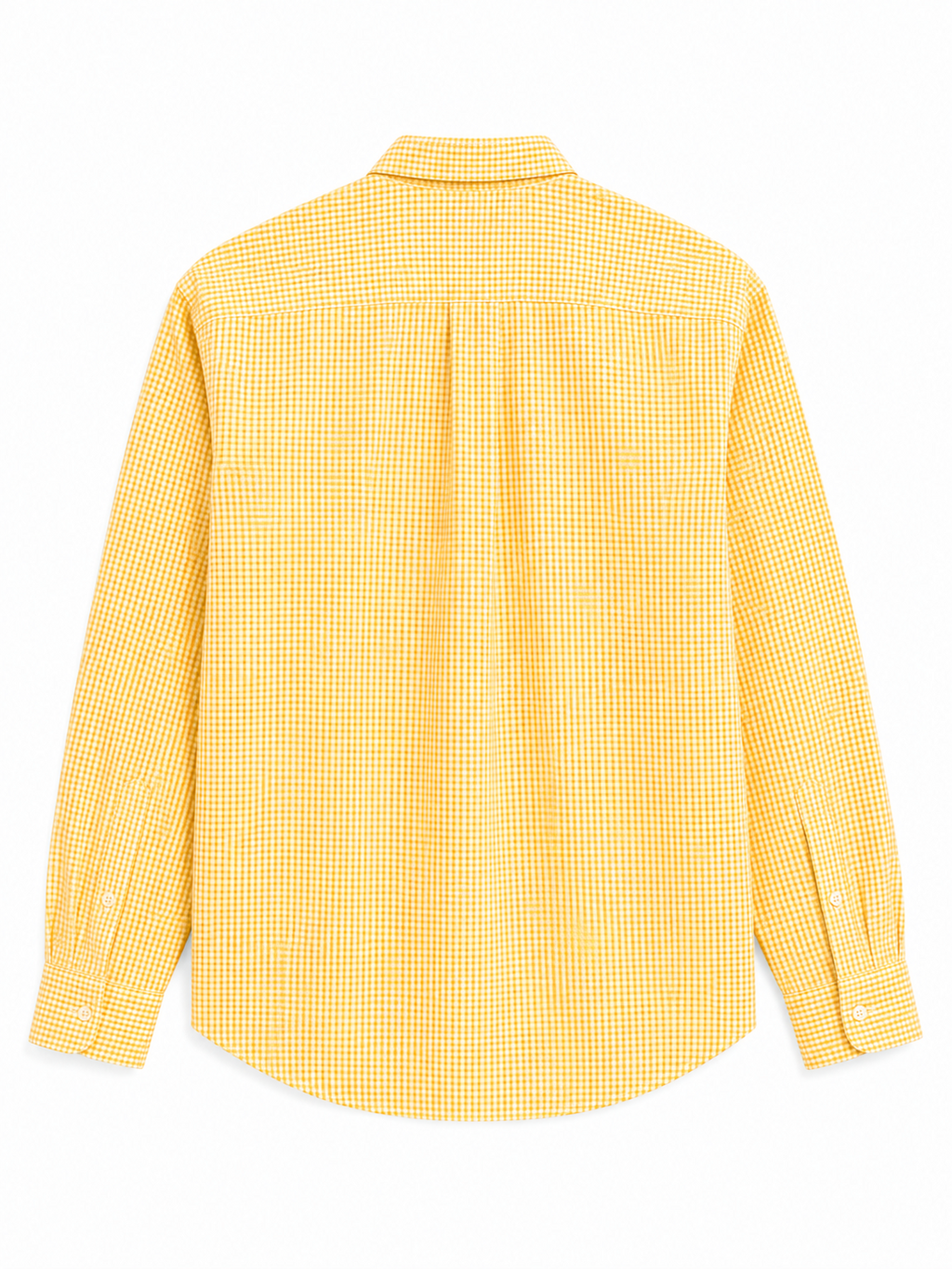 Men's Yellow Gingham Micro Checked Shirt – Cotton Button-Down Casual Shirt