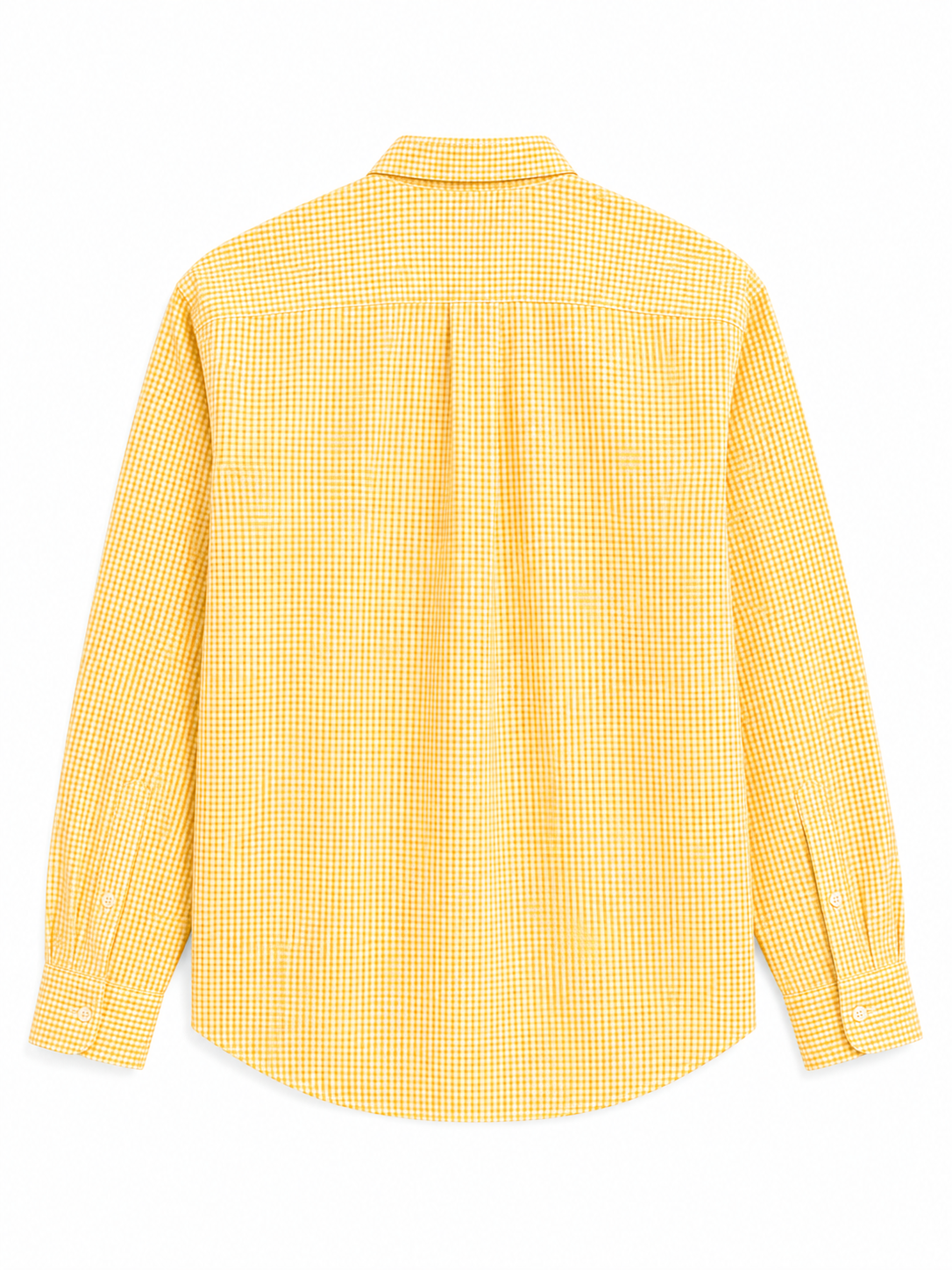 Men's Yellow Gingham Micro Checked Shirt – Cotton Button-Down Casual Shirt