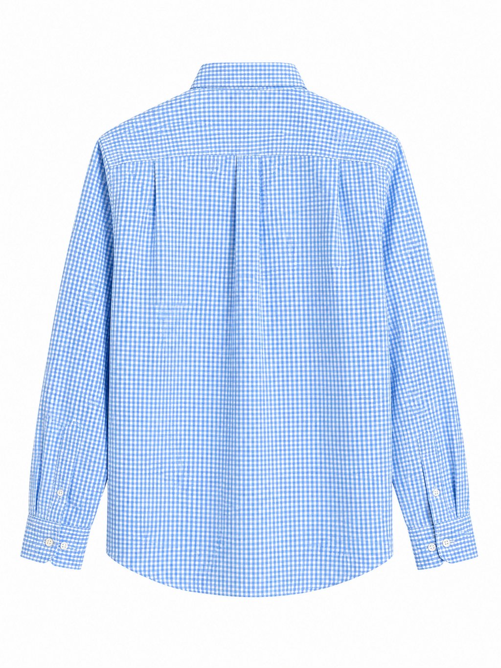 Sky Blue Micro Check Cotton Button-Down Shirt