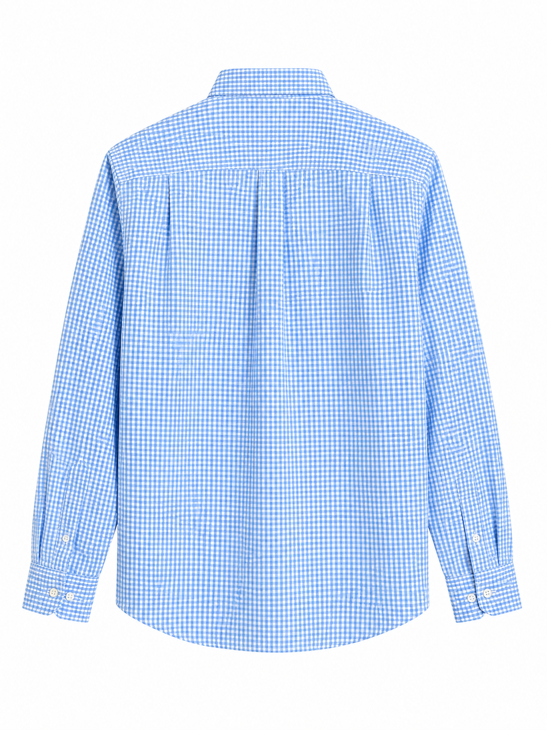 Sky Blue Micro Check Cotton Button-Down Shirt