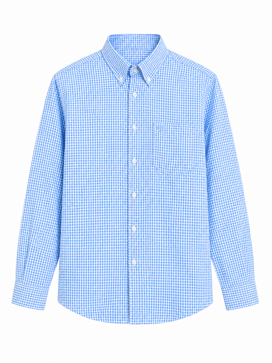 Sky Blue Micro Check Cotton Button-Down Shirt