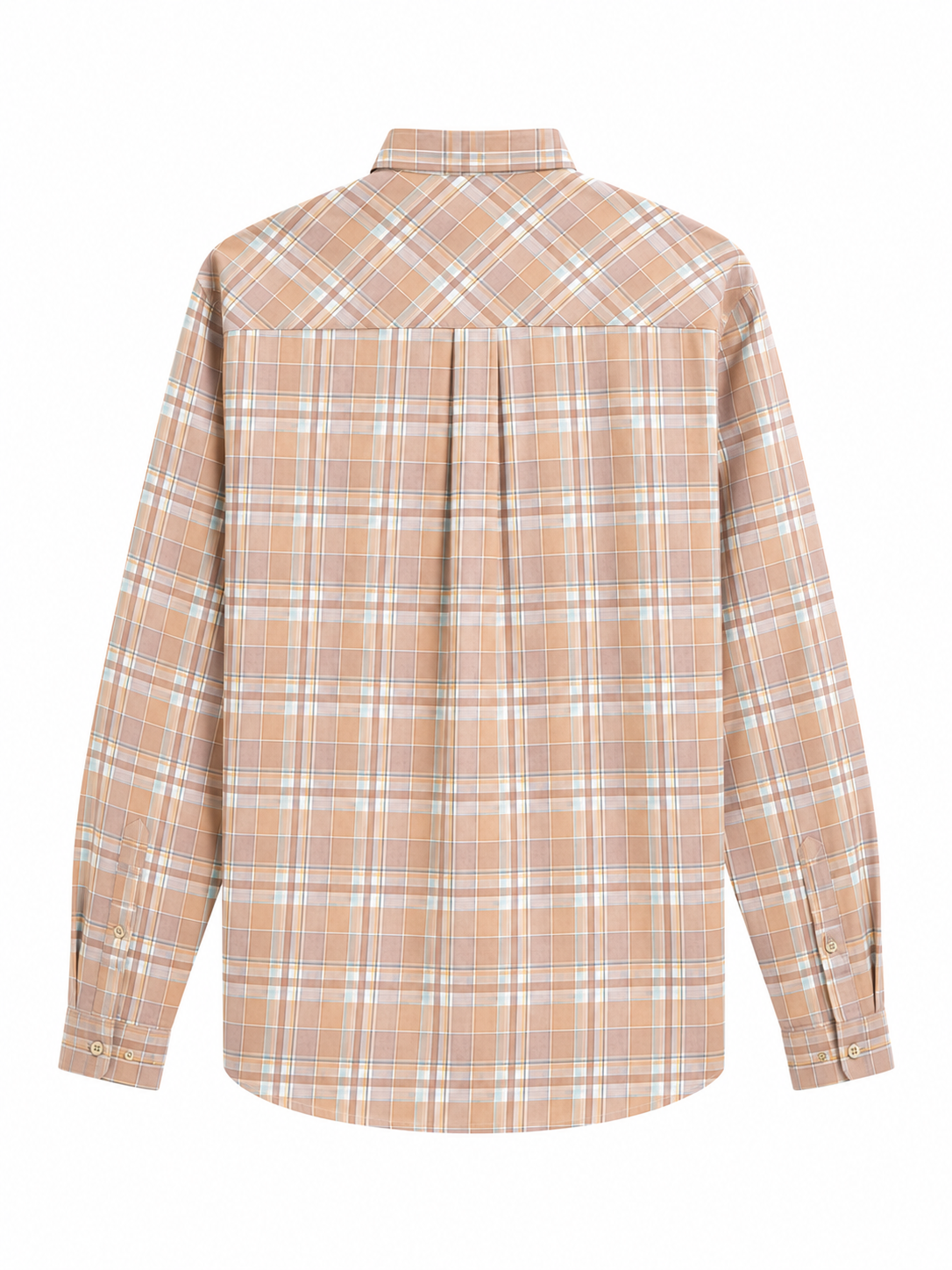 Beige Plaid Cotton Casual Shirt