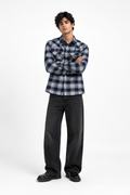 Navy Western Plaid Flannel Shirt