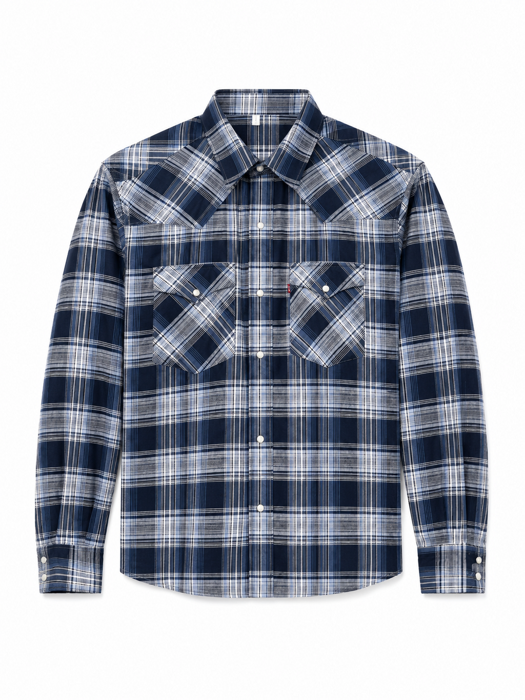 Navy Western Plaid Flannel Shirt
