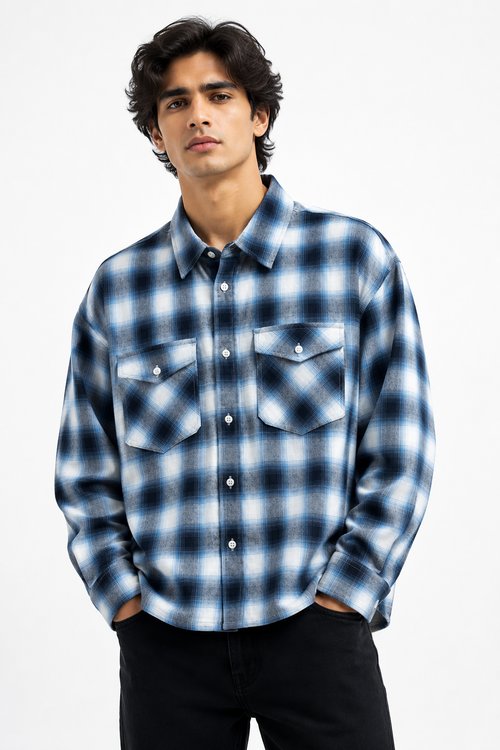 boxy fit plaid shirt
