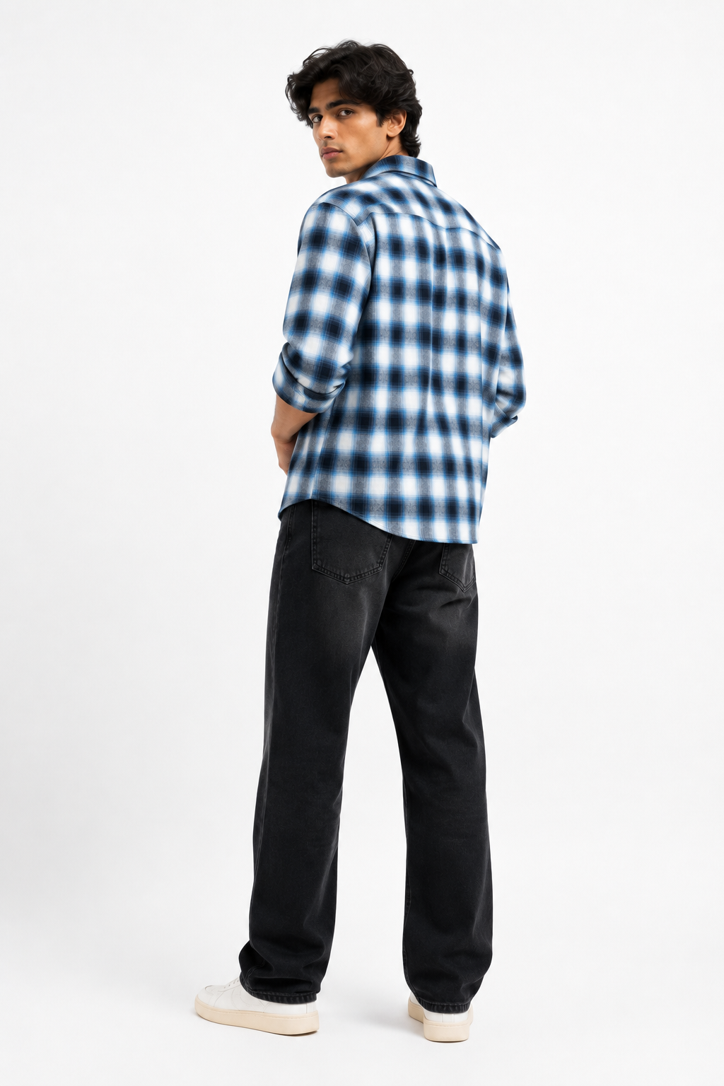 boxy fit plaid shirt