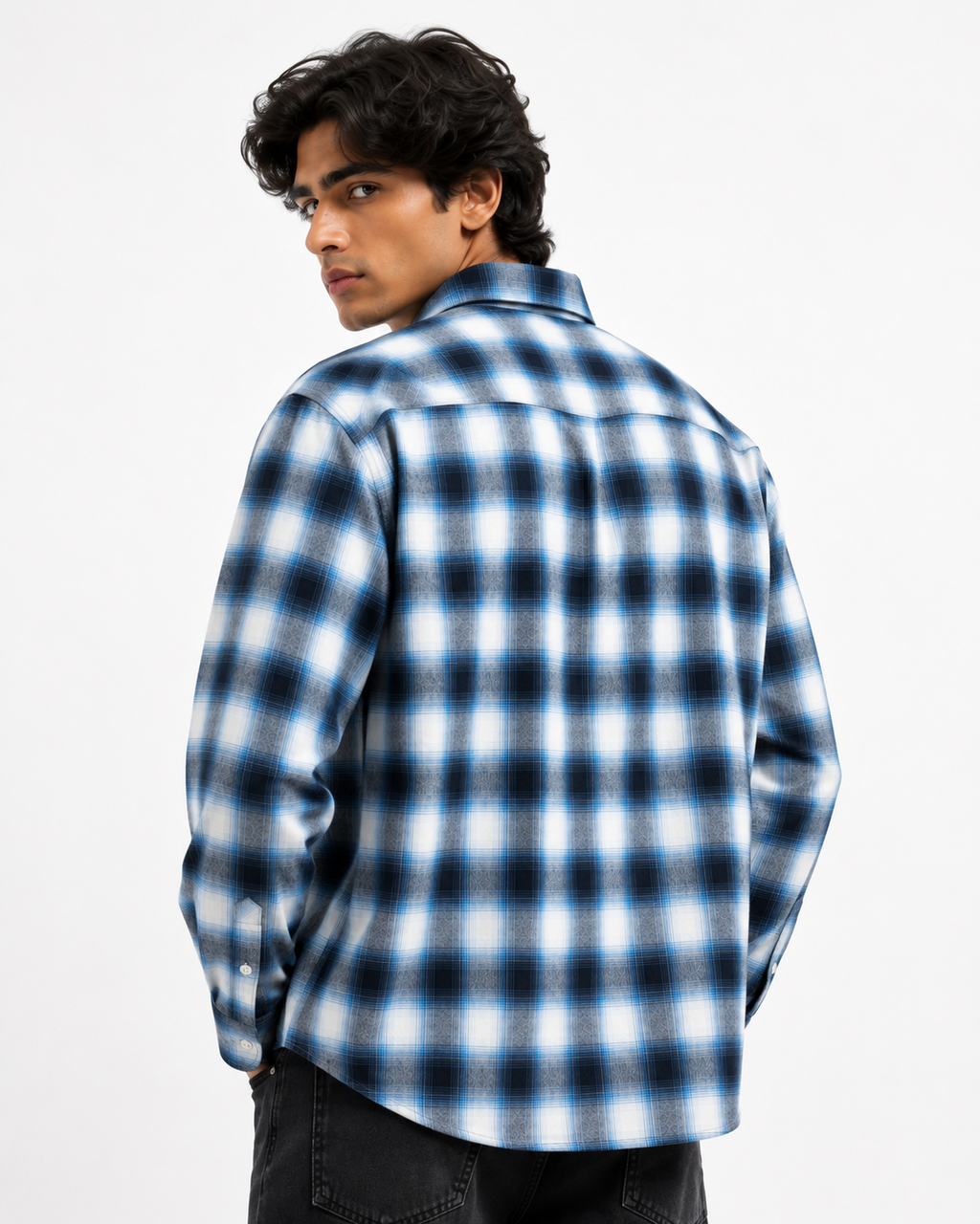 boxy fit plaid shirt