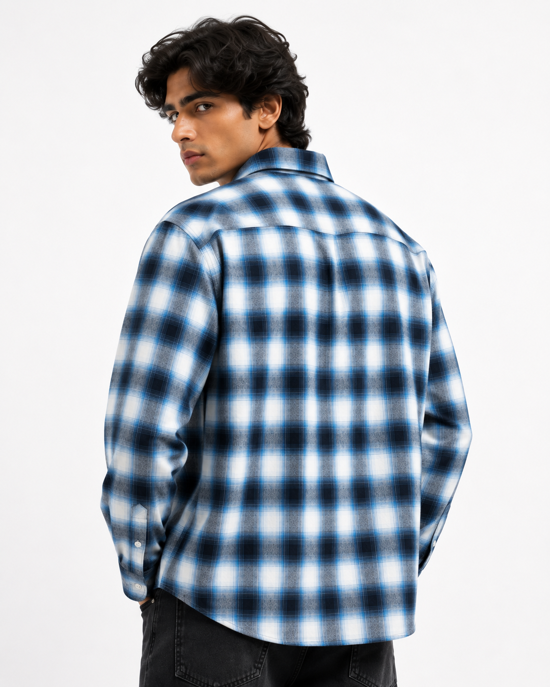 boxy fit plaid shirt