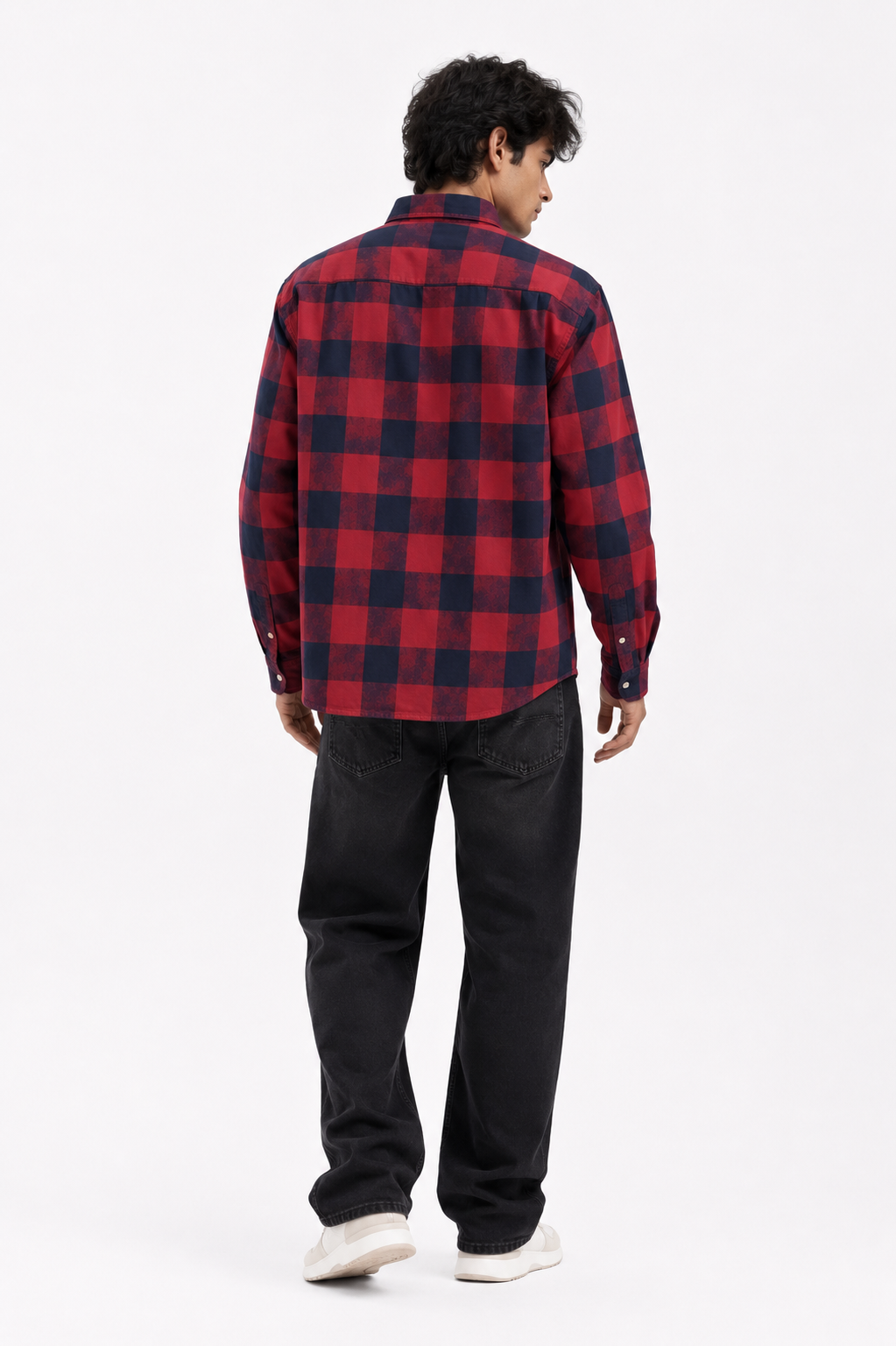 Red & Navy Buffalo Check Flannel Shirt