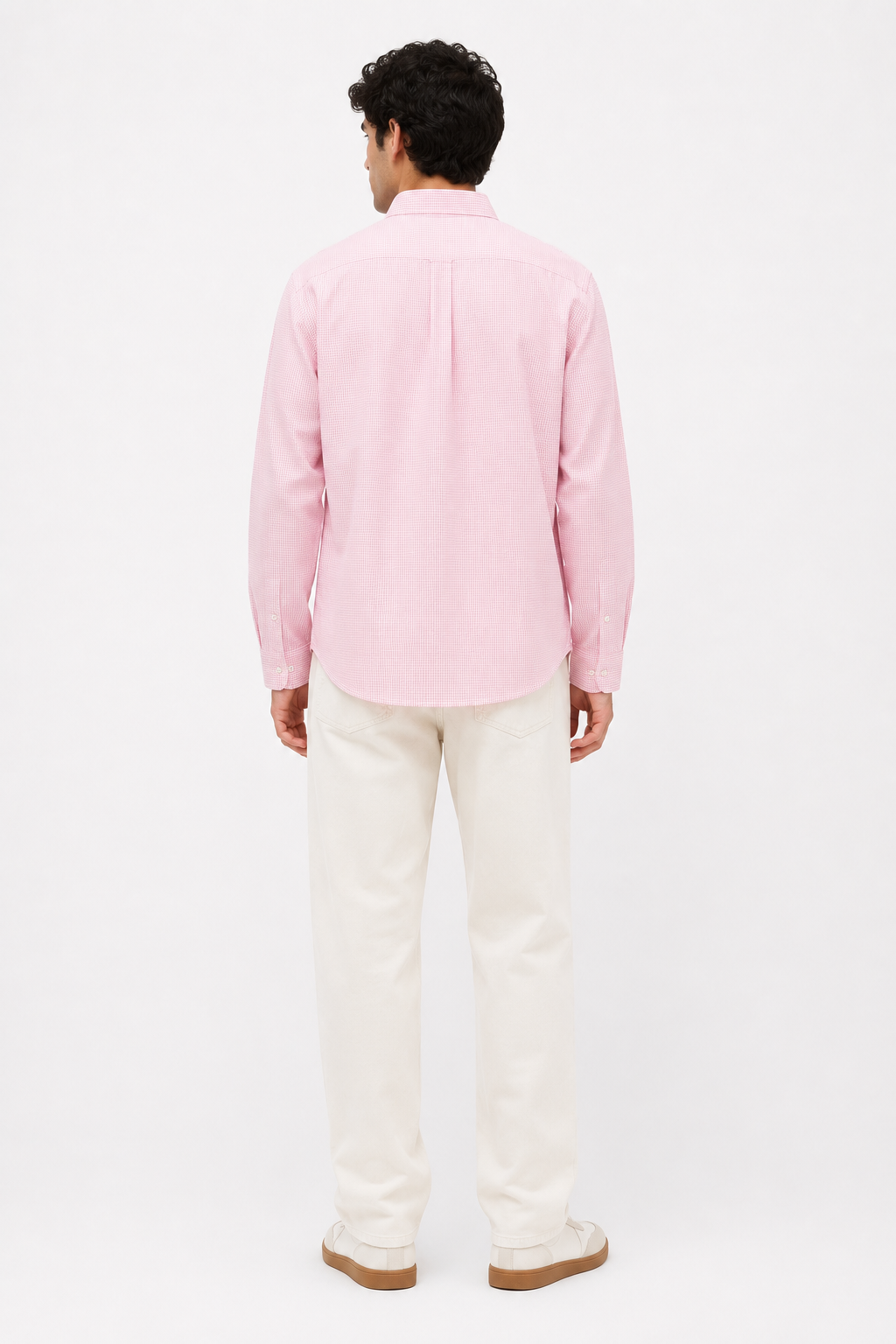 Men’s Classic Light Pink Checked Cotton Shirt