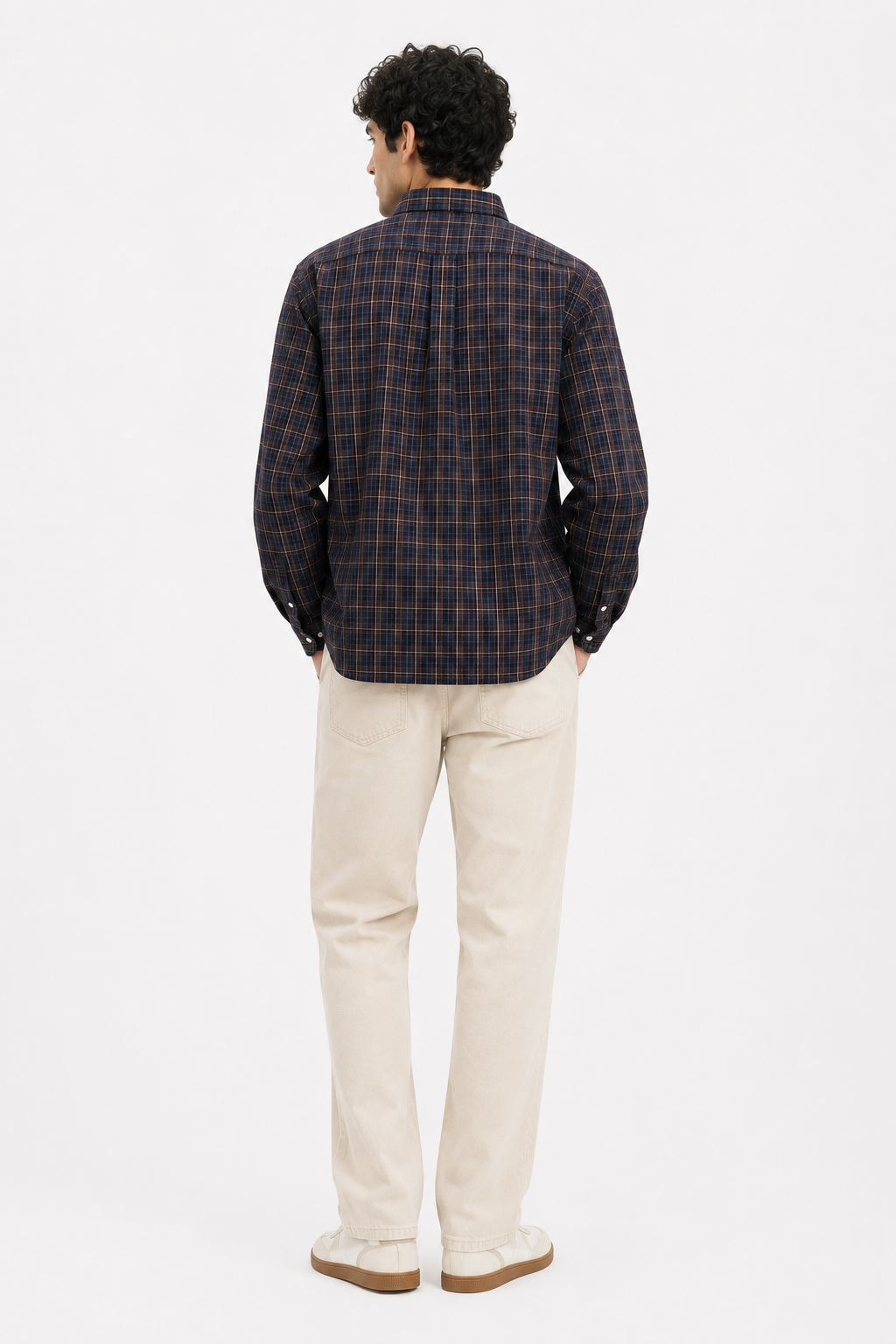 Men’s Classic Navy & Brown Checked Casual Shirt