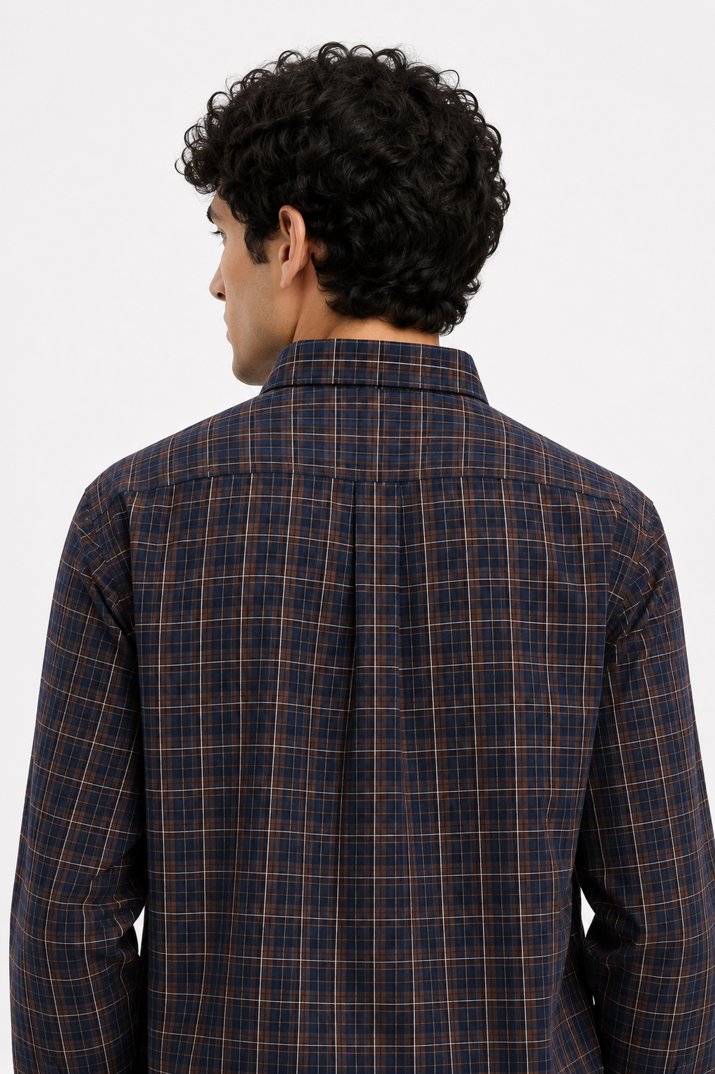 Men’s Classic Navy & Brown Checked Casual Shirt
