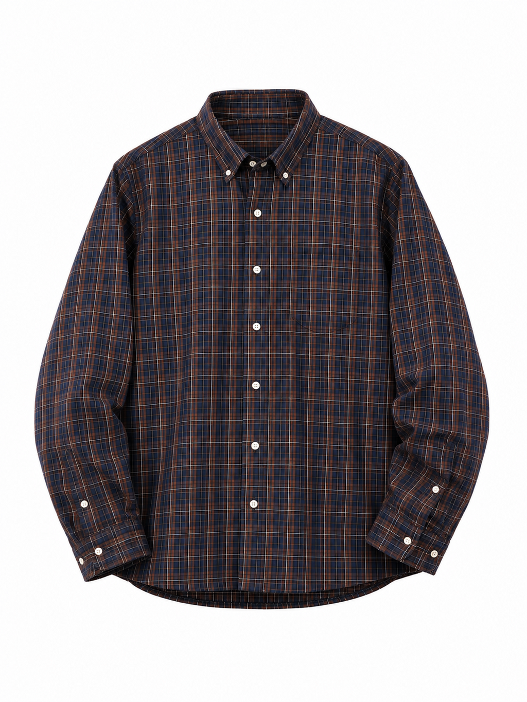 Men’s Classic Navy & Brown Checked Casual Shirt