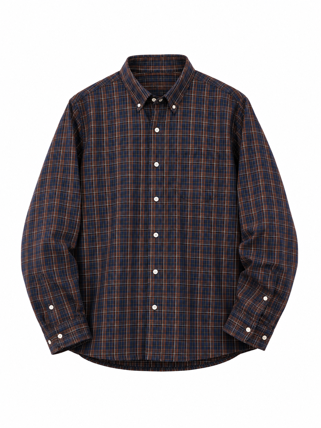 Men’s Classic Navy & Brown Checked Casual Shirt