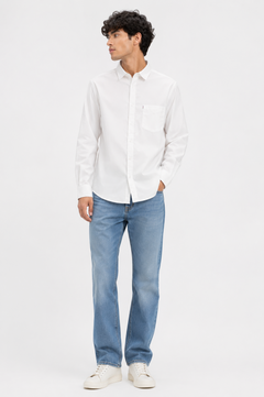 Essential Crisp White Cotton Shirt with Box Pleat